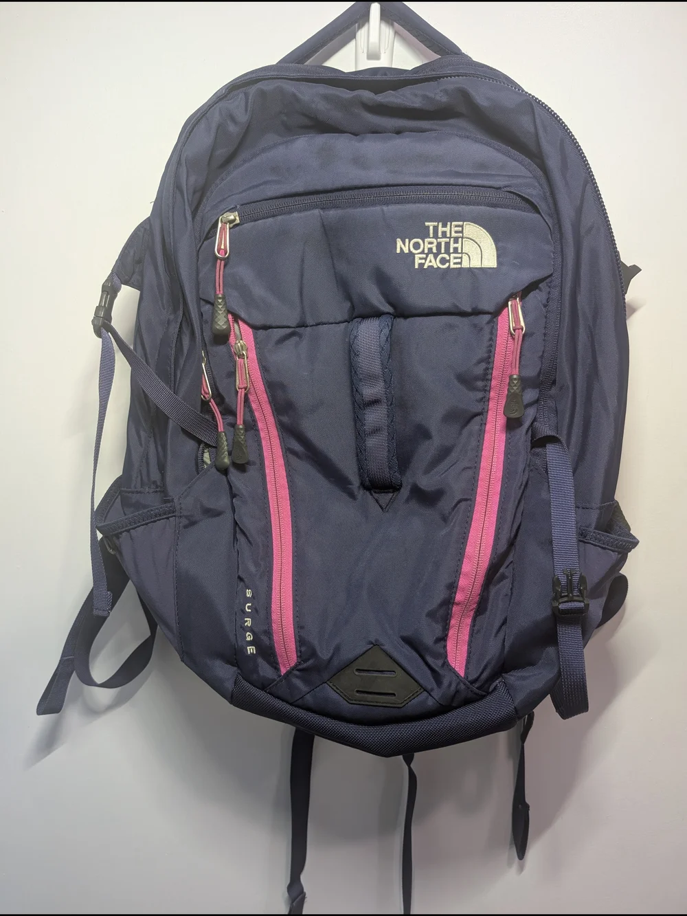 The North Face Surge Backpack Dark Purple Pink Accents FlexVent GUC